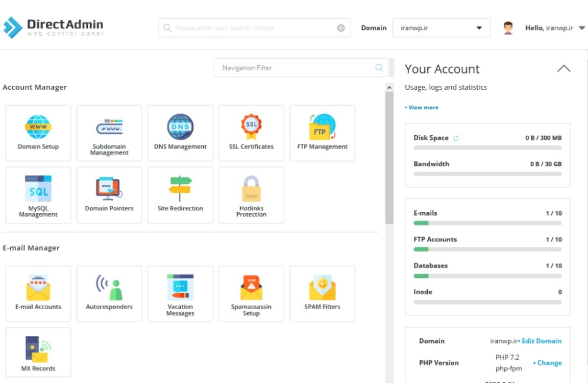 راه‌اندازی دایرکت ادمین