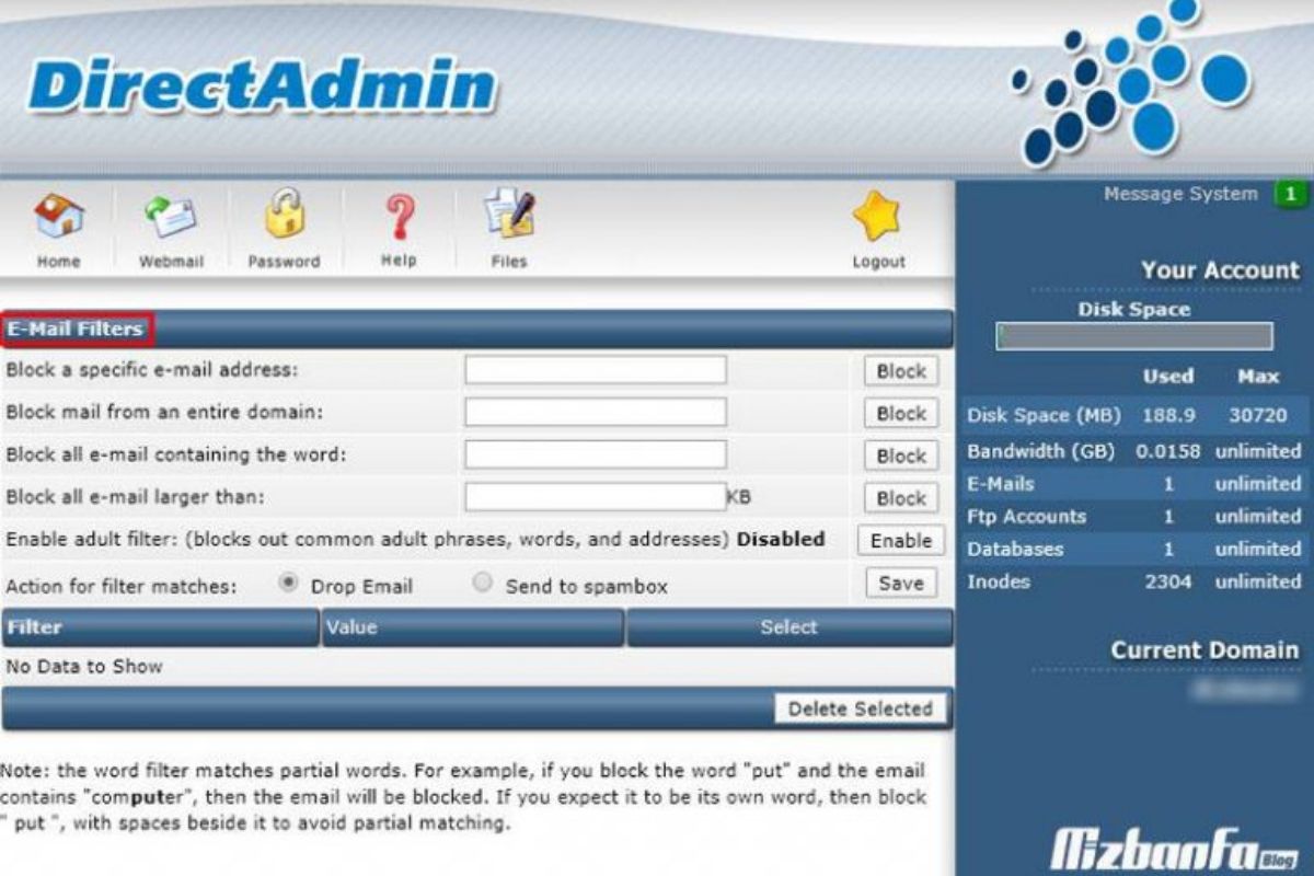 ایجاد ایمیل اختصاصی در دایرکت ادمین